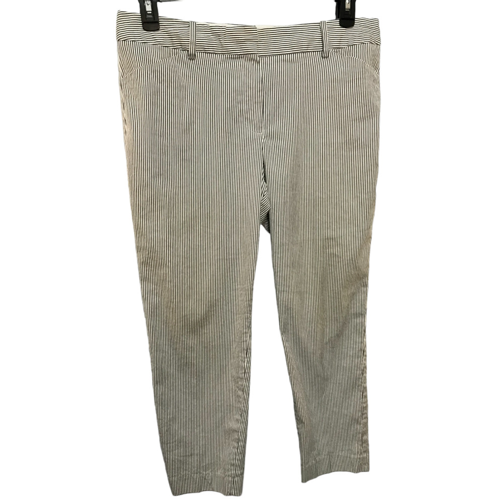 Talbots Petite Size 12P Grey White Striped Hampshire Ankle Pants Trousers Pocket